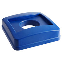 Carlisle 343527REC14 Centurian 23 Gallon Blue Square Recycling Bin Lid with Hole for Bottles / Cans