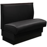 American Tables & Seating Black Plain Single Back Fully Upholstered Booth with Wood Top Cap - 36" H x 45 1/2" L