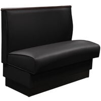 American Tables &amp; Seating 45 1/2" Long Black Plain Single Back Fully Upholstered Booth with Wood Top Cap