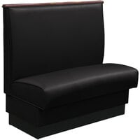 American Tables & Seating Black Plain Single Back Fully Upholstered Booth with Wood Top Cap - 42" H x 45 1/2" L