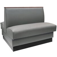 American Tables &amp; Seating 45 1/2" Long Gunmetal Plain Double Back Fully Upholstered Booth with Wood Top Cap