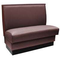 American Tables & Seating 45 1/2" Long Mocha Plain Single Back Fully Upholstered Booth with Wood End Caps - 42" High