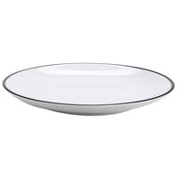 GET CS-900-W/BK Settlement Bistro 9" White with Black Trim Enamelware Small Round Melamine Dinner Plate - 24/Case