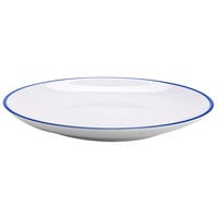 GET CS-900-W/CB Settlement Bistro 9" White with Cobalt Trim Enamelware Small Round Melamine Dinner Plate - 24/Case