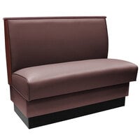 American Tables &amp; Seating 45 1/2" Long Mocha Plain Single Back Fully Upholstered Booth with Wood End Caps