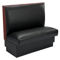 American Tables & Seating Black Plain Single Back Fully Upholstered Booth with Wood End and Top Caps - 42" H x 45 1/2" L