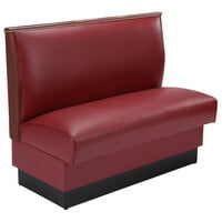 American Tables & Seating Sangria Plain Single Back Fully Upholstered Booth with Wood End and Top Caps - 36" H x 45 1/2" L