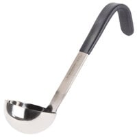 Vollrath 4970220 Jacob's Pride 2 oz. One-Piece Stainless Steel Ladle with Short Black Kool-Touch® Handle
