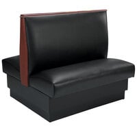American Tables & Seating Black Plain Double Back Fully Upholstered Booth with Wood End and Top Caps - 42" H x 45 1/2" L
