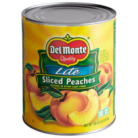 Del Monte #10 Can Sliced Yellow Clingstone Peaches in Extra Light Syrup   - 6/Case
