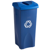 Rubbermaid Untouchable 23 Gallon Blue Square Recycle Bin Kit with Paper Slot Lid