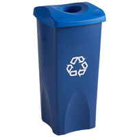 Rubbermaid Untouchable 23 Gallon Blue Square Recycle Bin Kit with Bottle / Can Hole Lid