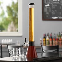 Beer Tubes COW-32-STAP 1/4 100 oz. Tall Tube Woodgrain Conic Beer Tower