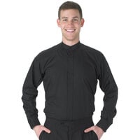 Henry Segal Men's Customizable Black Long Sleeve Band Collar Dress Shirt - XL