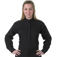 Henry Segal Women's Customizable Black Long Sleeve Band Collar Dress Shirt - 5XL