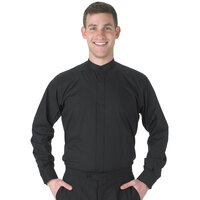 Henry Segal Men's Customizable Black Long Sleeve Band Collar Dress Shirt - 4XL