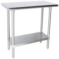Advance Tabco SLAG-300-X 30 inch x 30 inch 16 Gauge Stainless Steel Work Table with Stainless Steel Undershelf