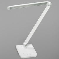 Safco 1001WH Vamp 16 3/4 inch White LED Desk Lamp with Multi-Pivot Adjustable Arm and USB Port
