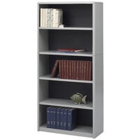 Safco 7173GR ValueMate 5-Shelf Gray Steel and Fiberboard Bookcase - 31 3/4 inch x 13 1/2 inch x 67 inch