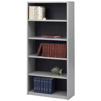 Safco 7173GR ValueMate 5-Shelf Gray Steel and Fiberboard Bookcase - 31 3/4" x 13 1/2" x 67"