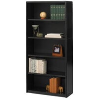 Safco 7173BL ValueMate 5-Shelf Black Steel and Fiberboard Bookcase - 31 3/4" x 13 1/2" x 67"