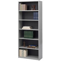 Safco 7174GR ValueMate 6-Shelf Gray Steel and Fiberboard Bookcase - 31 3/4" x 13 1/2" x 80"