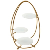 American Metalcraft SRG3 3 Tier Gold Oval Stand with Frosted Glass Plates