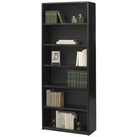 Safco 7174BL ValueMate 6-Shelf Black Steel and Fiberboard Bookcase - 31 3/4 inch x 13 1/2 inch x 80 inch