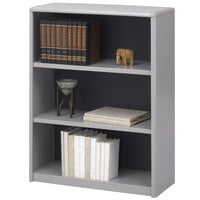 Safco 7171GR ValueMate 3-Shelf Gray Steel and Fiberboard Bookcase - 31 3/4 inch x 13 1/2 inch x 41 inch