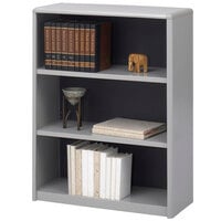 Safco 7171GR ValueMate 3-Shelf Gray Steel and Fiberboard Bookcase - 31 3/4" x 13 1/2" x 41"