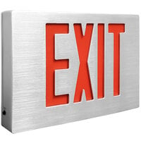 Lavex Industrial Thin Double Face Aluminum LED Exit Sign with Red Lettering - AC Only