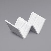 American Metalcraft THMW1 White Faux-Slate Melamine Taco Holder with 1 or 2 Compartments - 5" x 3" x 2"