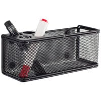 Safco 3612BL Onyx 8" x 3 1/4" x 3" Black Metal Mesh Marker Organizer with Magnetic Back