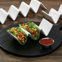American Metalcraft THMW3 White Faux-Slate Melamine Taco Holder with 2 or 3 Compartments - 8 inch x 3 inch x 2 inch