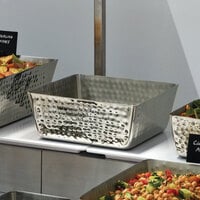 American Metalcraft SSQH94 146 oz. Hammered Stainless Steel Square Bowl
