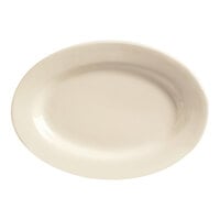 Libbey PWC-60 Princess White 13 1/2" x 9 3/4" Ultima Cream White Oval Rolled Edge Stoneware Platter - 12/Case