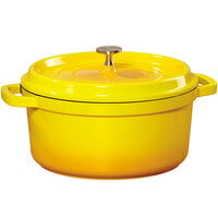 GET CA-012-Y/BK Heiss 4.5 Qt. Yellow Enamel Coated Cast Aluminum Round Dutch Oven with Lid
