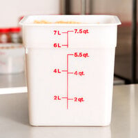 Cambro 8SFSP148 8 Qt. White Poly CamSquare® Food Storage Container