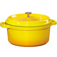 GET CA-011-Y/BK Heiss 2.5 Qt. Yellow Enamel Coated Cast Aluminum Round Dutch Oven with Lid
