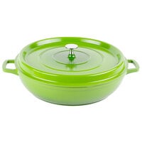 GET CA-008-G/BK Heiss 4.5 Qt. Green Enamel Coated Cast Aluminum Brazier / Paella Dish with Lid