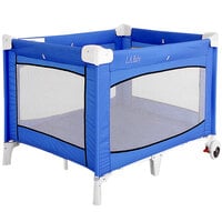 L.A. Baby PY-87 43 1/2 inch x 30 1/2 inch x 30 1/2 inch Blue Playard with Casters and Carrying Case