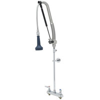 T&S B-5120-CR-B8TP 42 3/4" High Deck Mounted DuraPull Pre-Rinse Faucet 8" Workboard Centers, 30" Hose, 1.07 GPM Spray Valve, Accessory Tee, and Wall Bracket