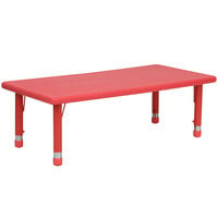 Flash Furniture YU-YCX-001-2-RECT-TBL-RED-GG 24 inch x 48 inch Red Plastic Rectangular Adjustable Height Activity Table