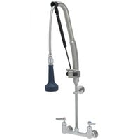 T&S B-0133-CR-B8P 34 1/4" High Wall Mounted DuraPull Pre-Rinse Faucet 8" Adjustable Centers, 30" Hose, 1.07 GPM Spray Valve, and Wall Bracket