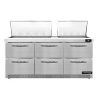 Continental Refrigerator SW72N27M-FB-D 72" 6 Drawer Mighty Top Front Breathing Refrigerated Sandwich Prep Table