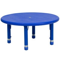 Flash Furniture YU-YCX-007-2-ROUND-TBL-BLUE-GG 33 inch Blue Plastic Round Adjustable Height Activity Table