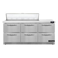Continental Refrigerator SW72N12-FB-D 72" 6 Drawer Front Breathing Refrigerated Sandwich Prep Table