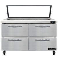 Continental Refrigerator SW48N18M-HGL-D 48 inch 4 Drawer Mighty Top Hinged Glass Lid Refrigerated Sandwich Prep Table