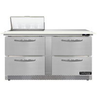 Continental Refrigerator SW60N8C-FB-D 60" 4 Drawer Cutting Top Front Breathing Refrigerated Sandwich Prep Table