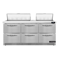 Continental Refrigerator SW72N18-FB-D 72 inch 6 Drawer Front Breathing Refrigerated Sandwich Prep Table